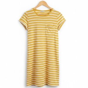 GAP NWOT Cotton Yellow and White Striped T-Shirt Dress